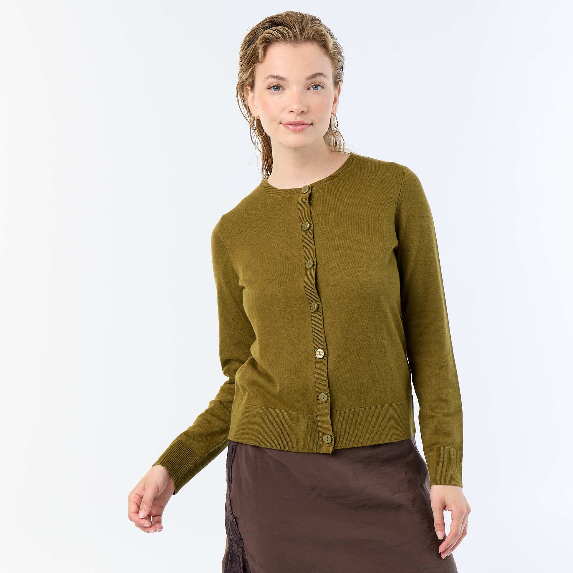 Gilet col rond uni VERT