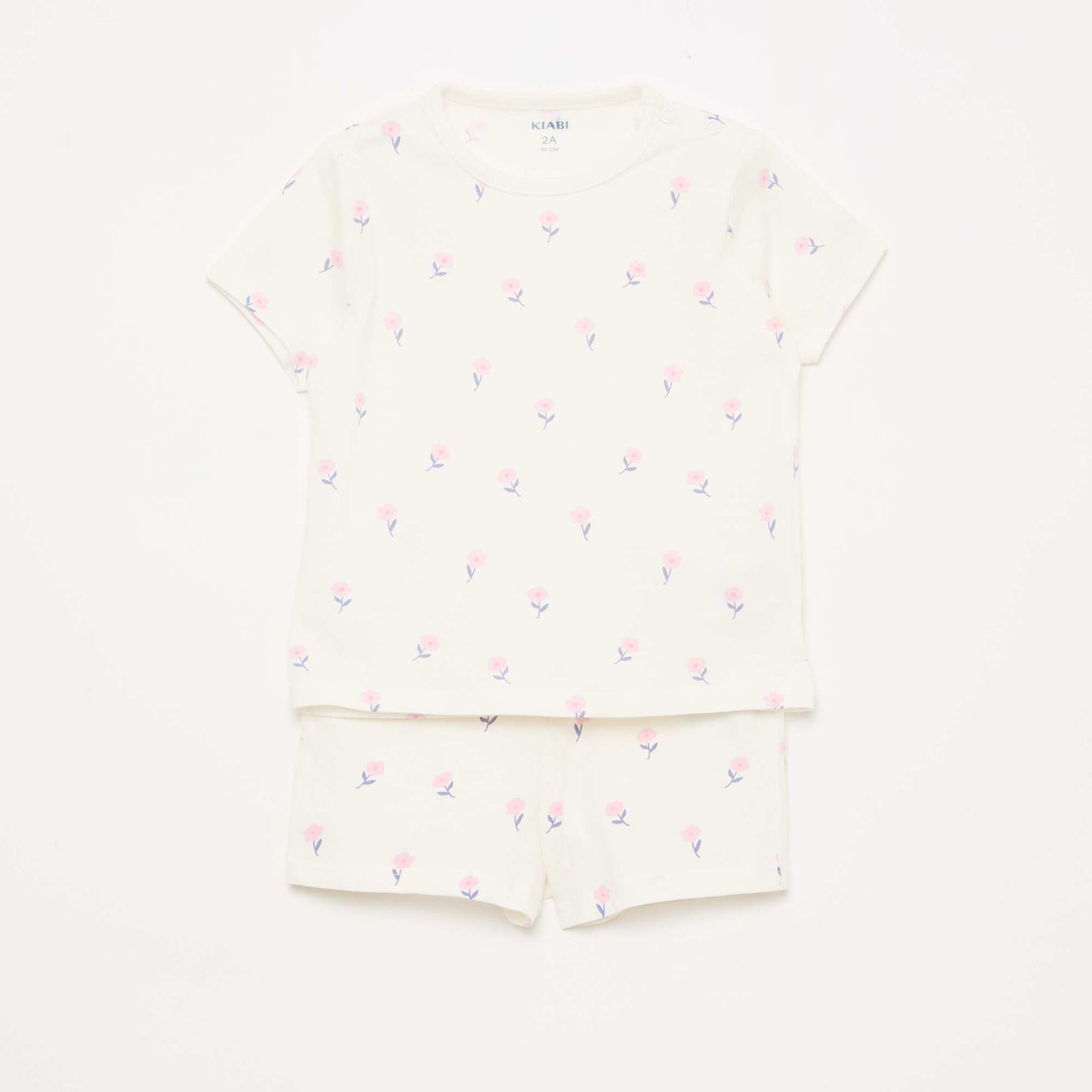 Ensemble pyjama court t-shirt + short - 2 pièces BLANC