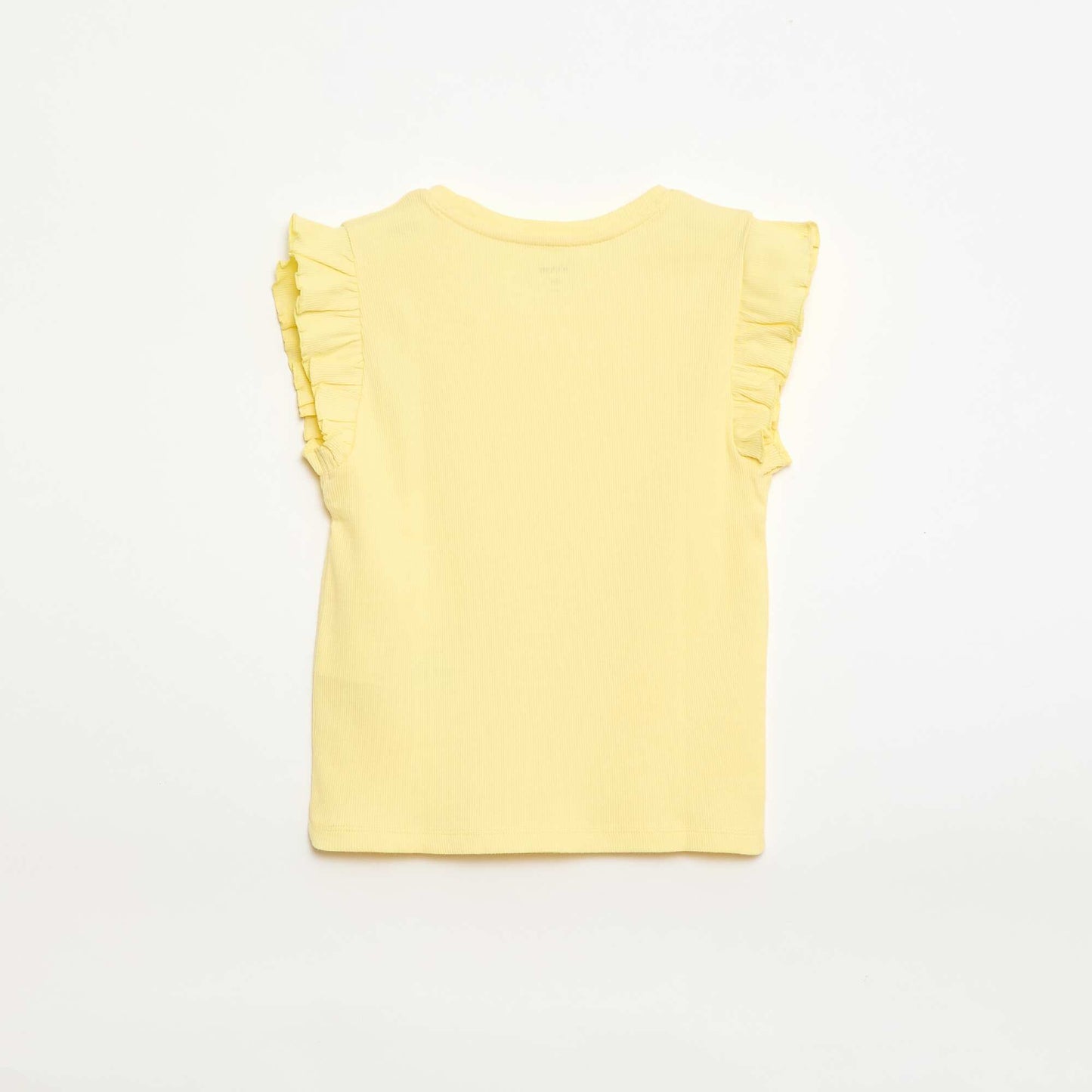 T-shirt côtelé à manches volantées JAUNE
