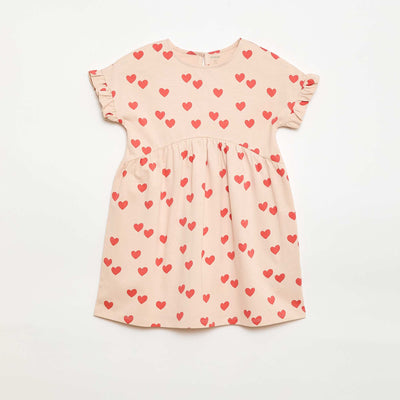 Robe à manches courtes en coton BEIGE