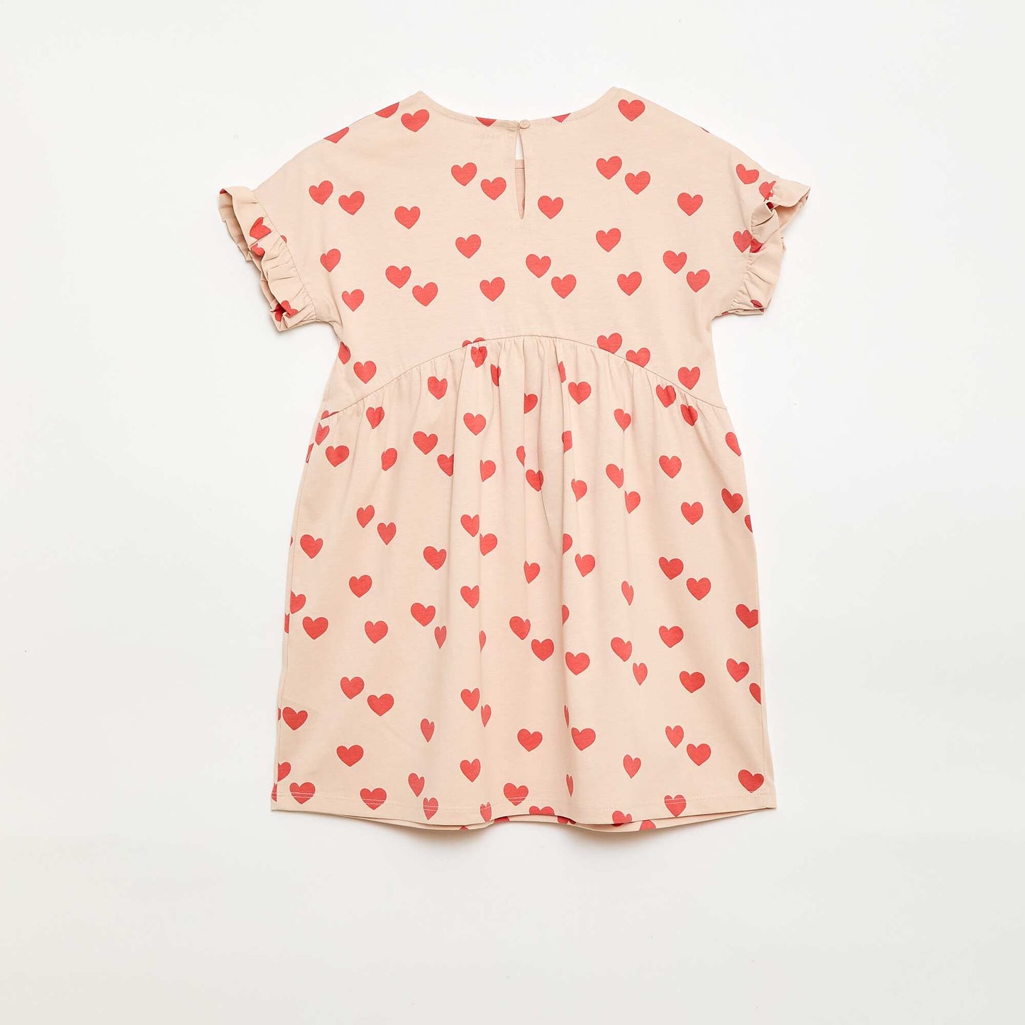 Robe à manches courtes en coton BEIGE