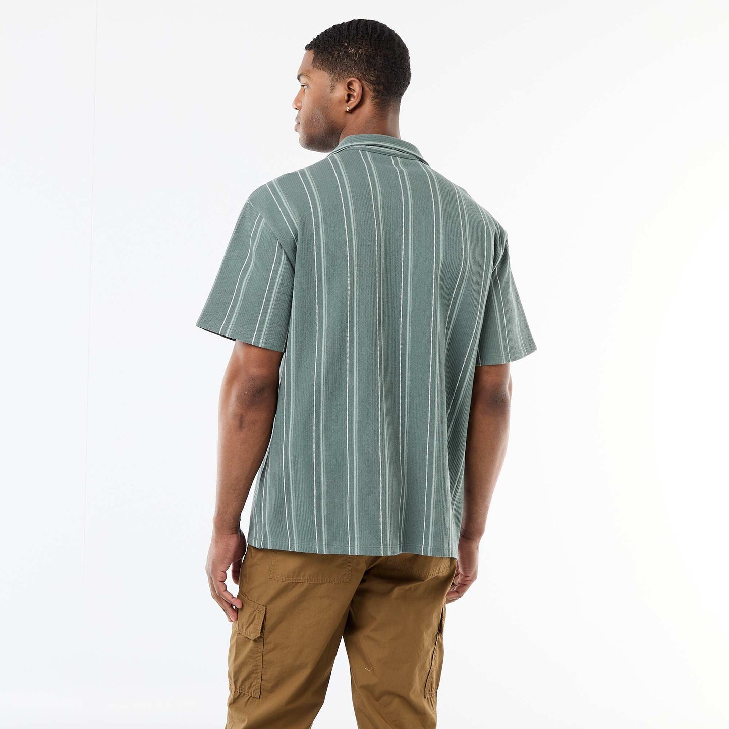 Chemise à rayures à manches courtes BLEU