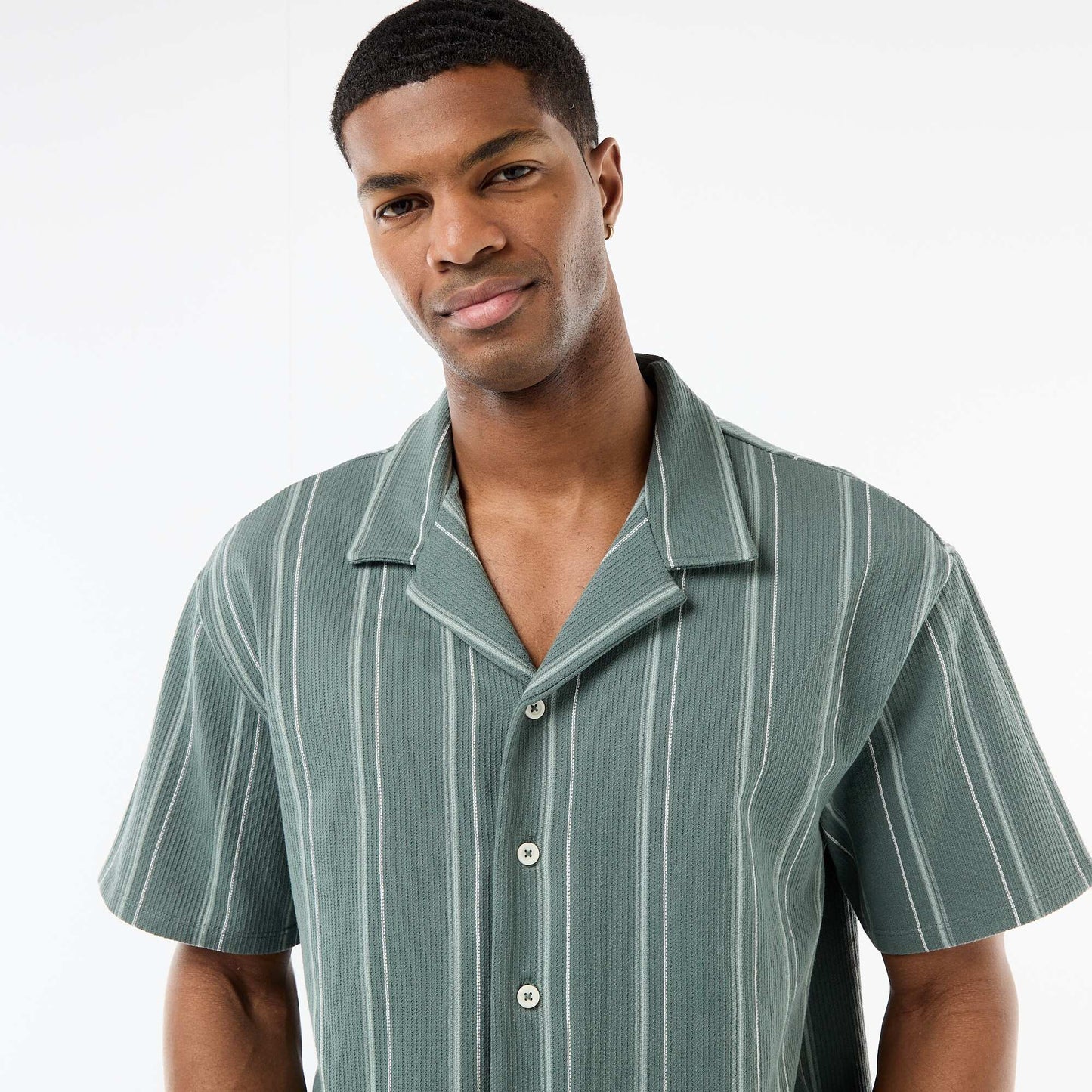 Chemise à rayures à manches courtes BLEU