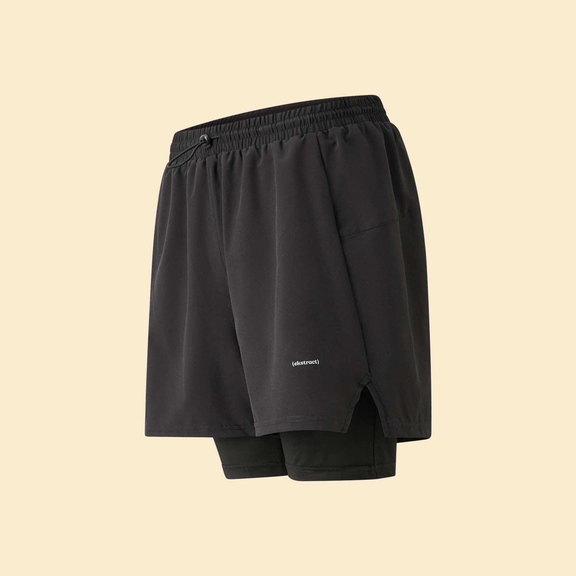 Short de sport 2 en 1 NOIR