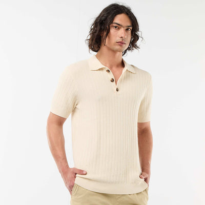 Polo en maille effet tricot BEIGE