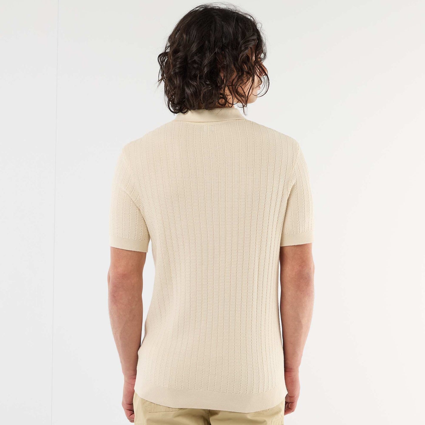 Polo en maille effet tricot BEIGE