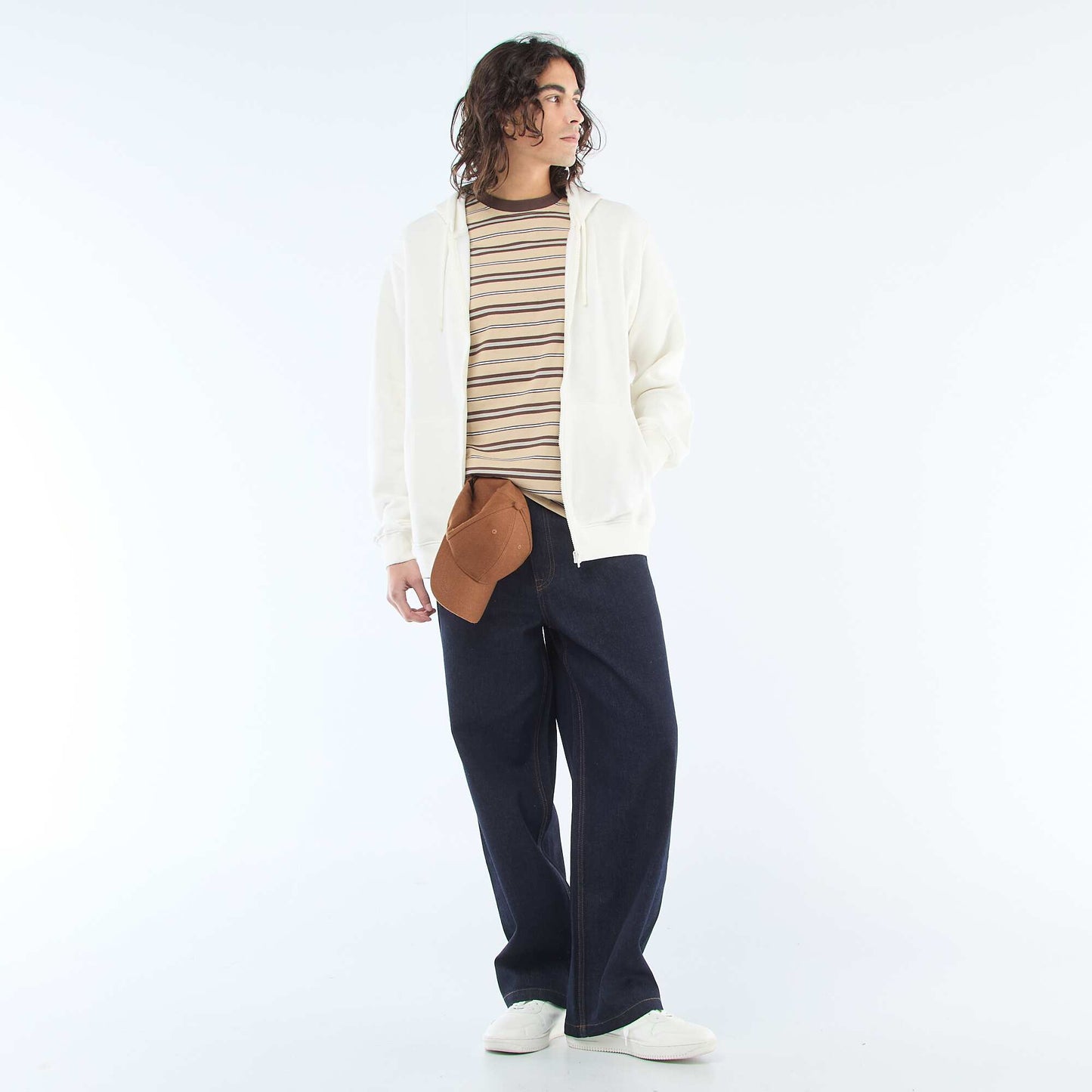 Tee-shirt basique rayé BEIGE
