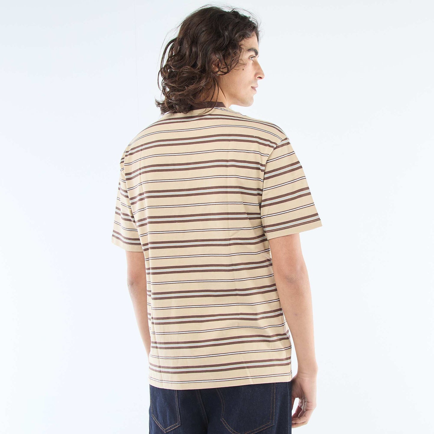Tee-shirt basique rayé BEIGE