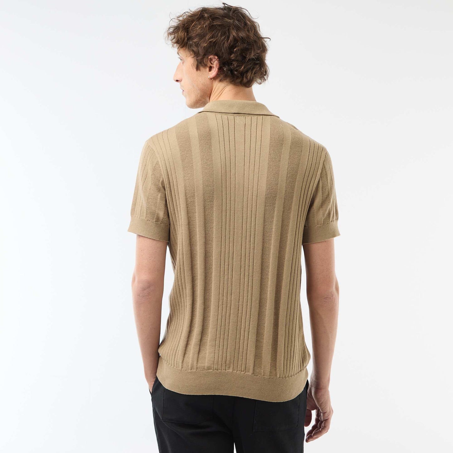 Polo en maille effet tricot BEIGE
