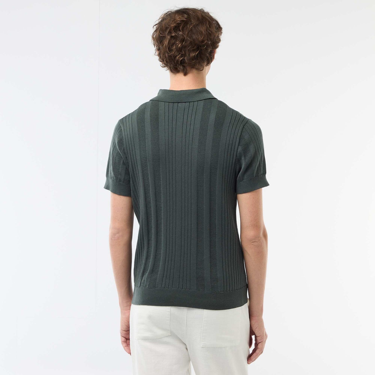 Polo en maille effet tricot VERT