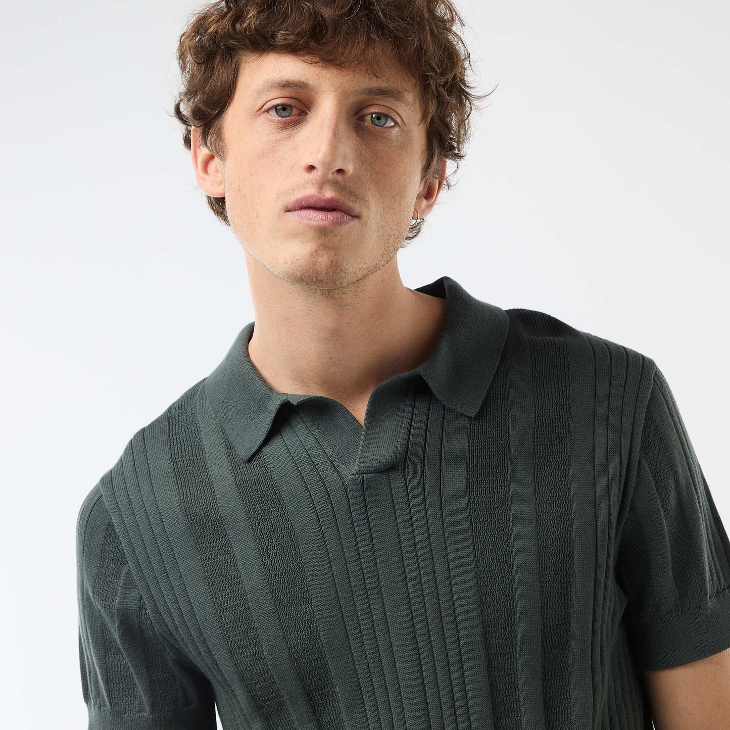 Polo en maille effet tricot VERT
