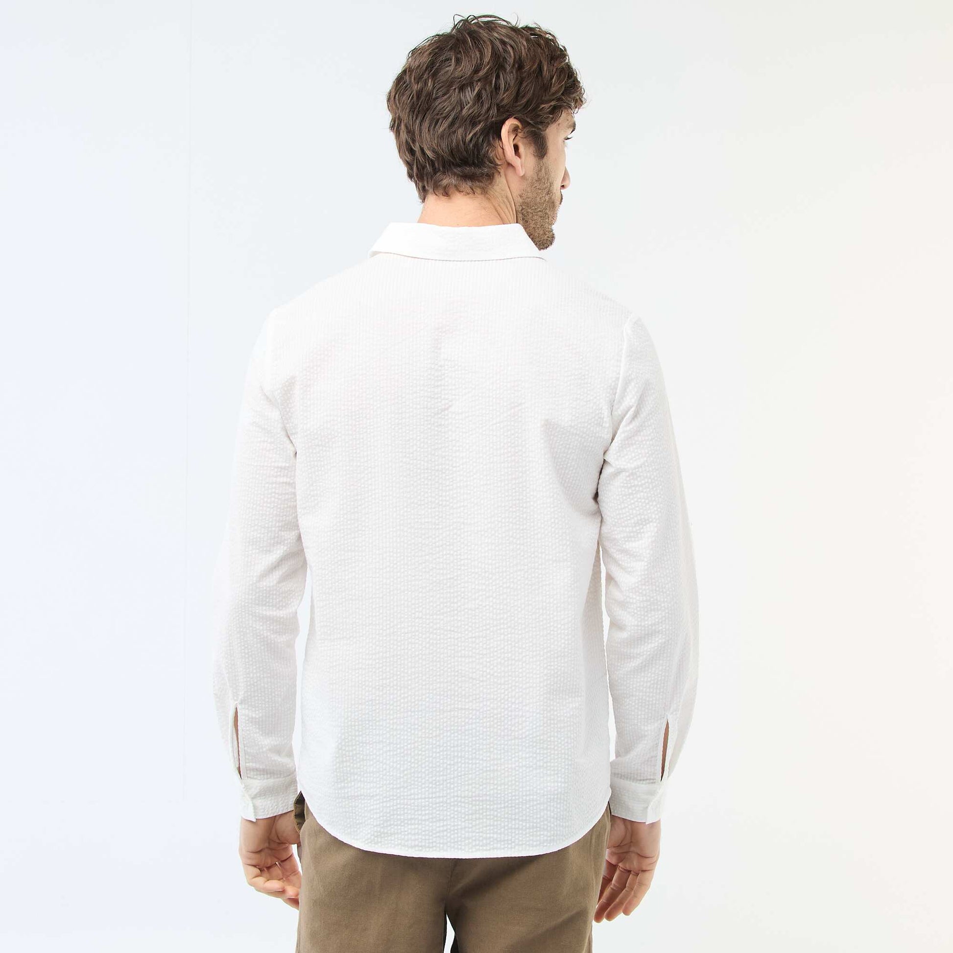 Chemise unie matière gaufrée BLANC