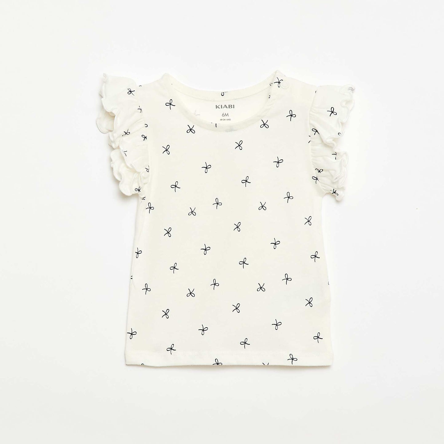 T-shirt en jersey manches courtes volantées BLANC