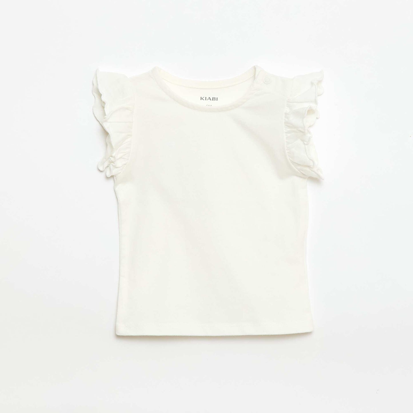 T-shirt en jersey manches courtes volantées BLANC
