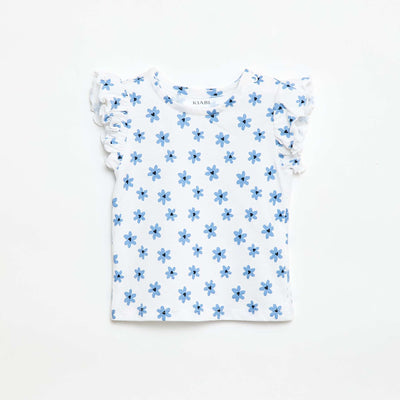 T-shirt en jersey manches courtes volantées BLANC