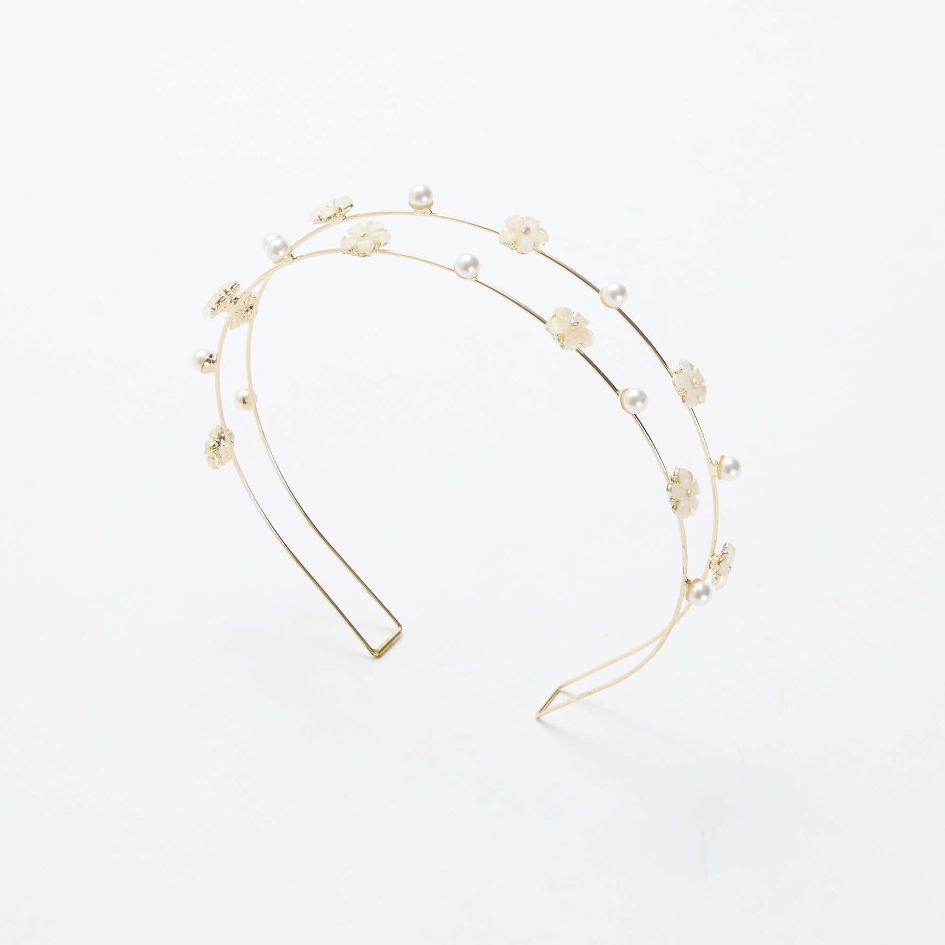 Serre tête double rang à fleurs BEIGE