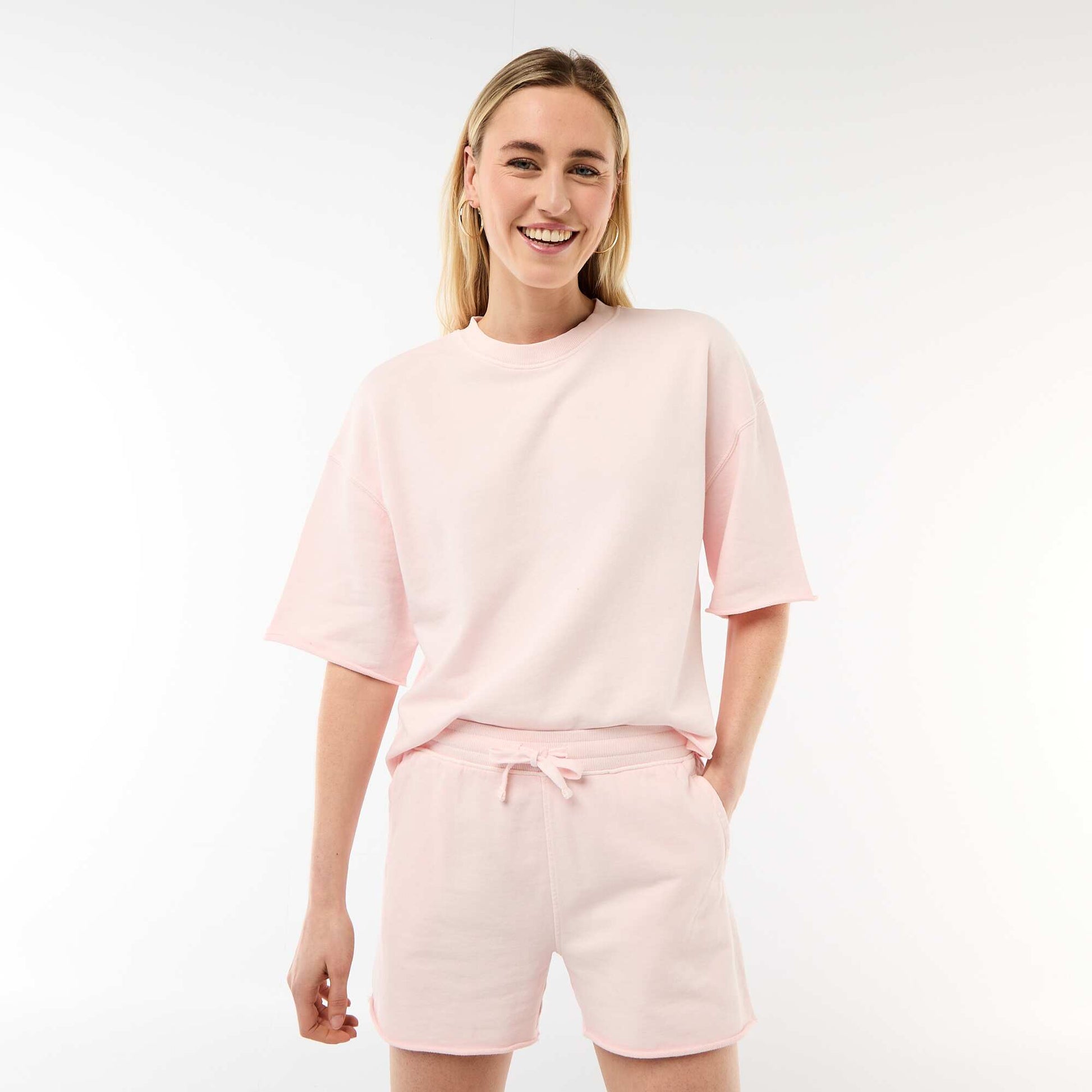 T-shirt manches 3/4 en French Terry ROSE