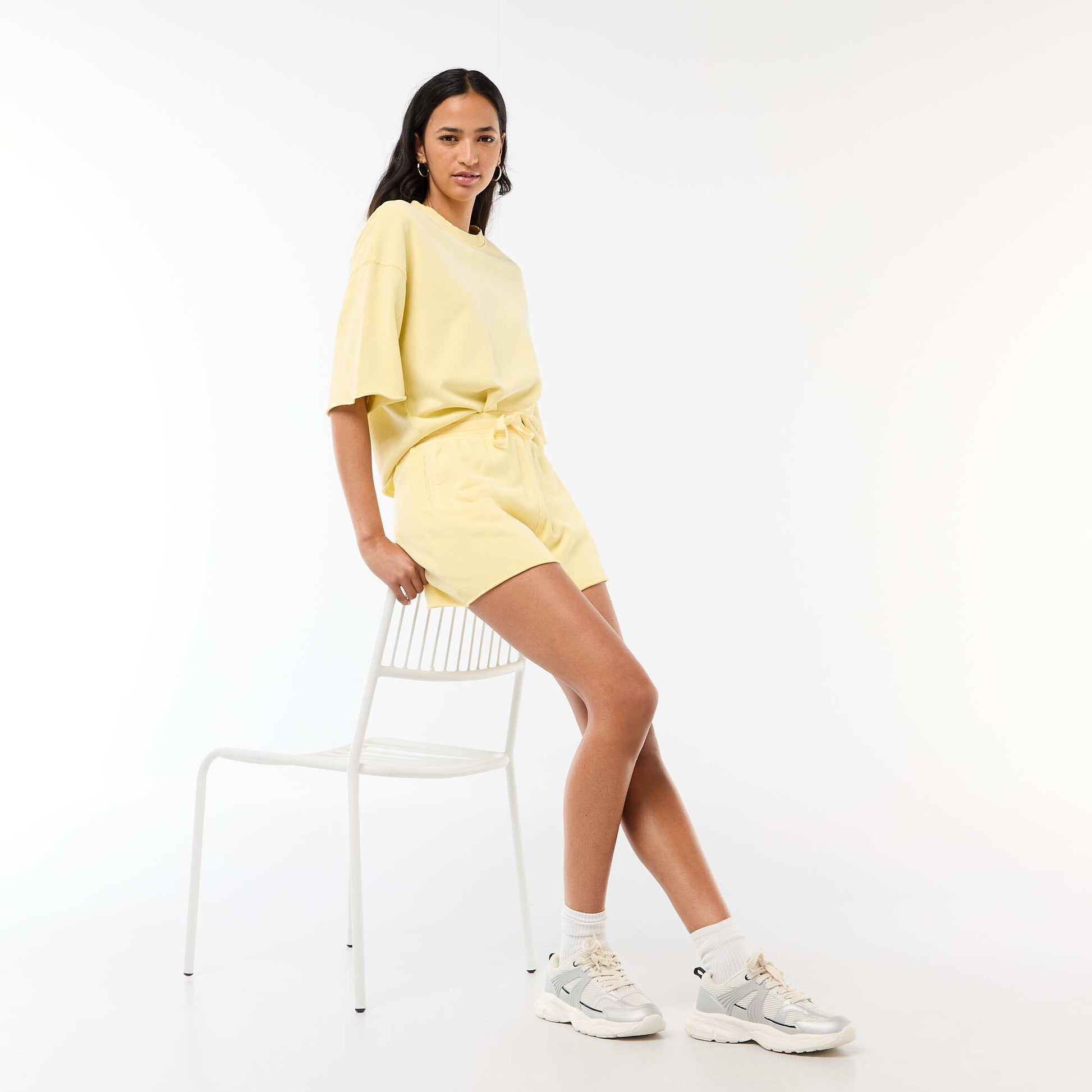 T-shirt manches 3/4 en French Terry JAUNE