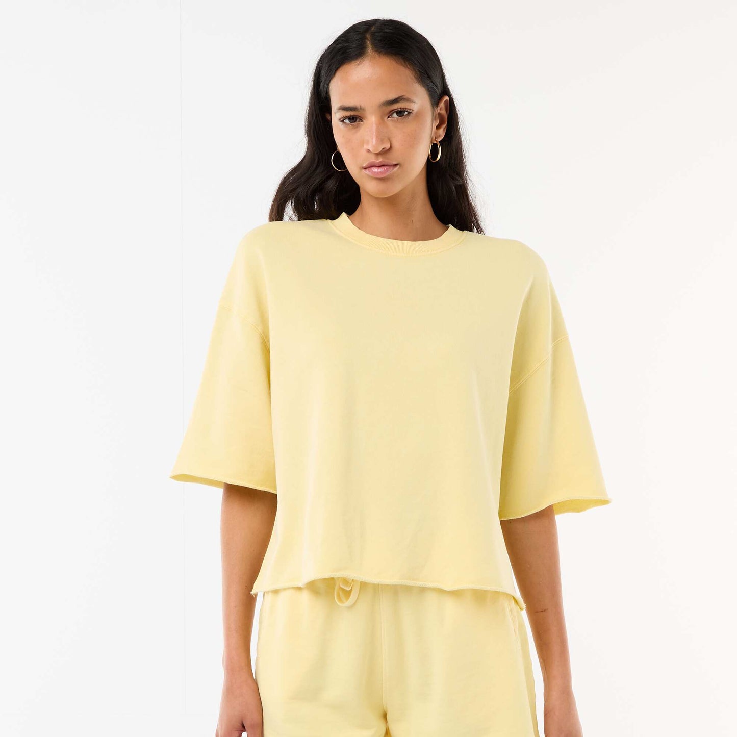 T-shirt manches 3/4 en French Terry JAUNE