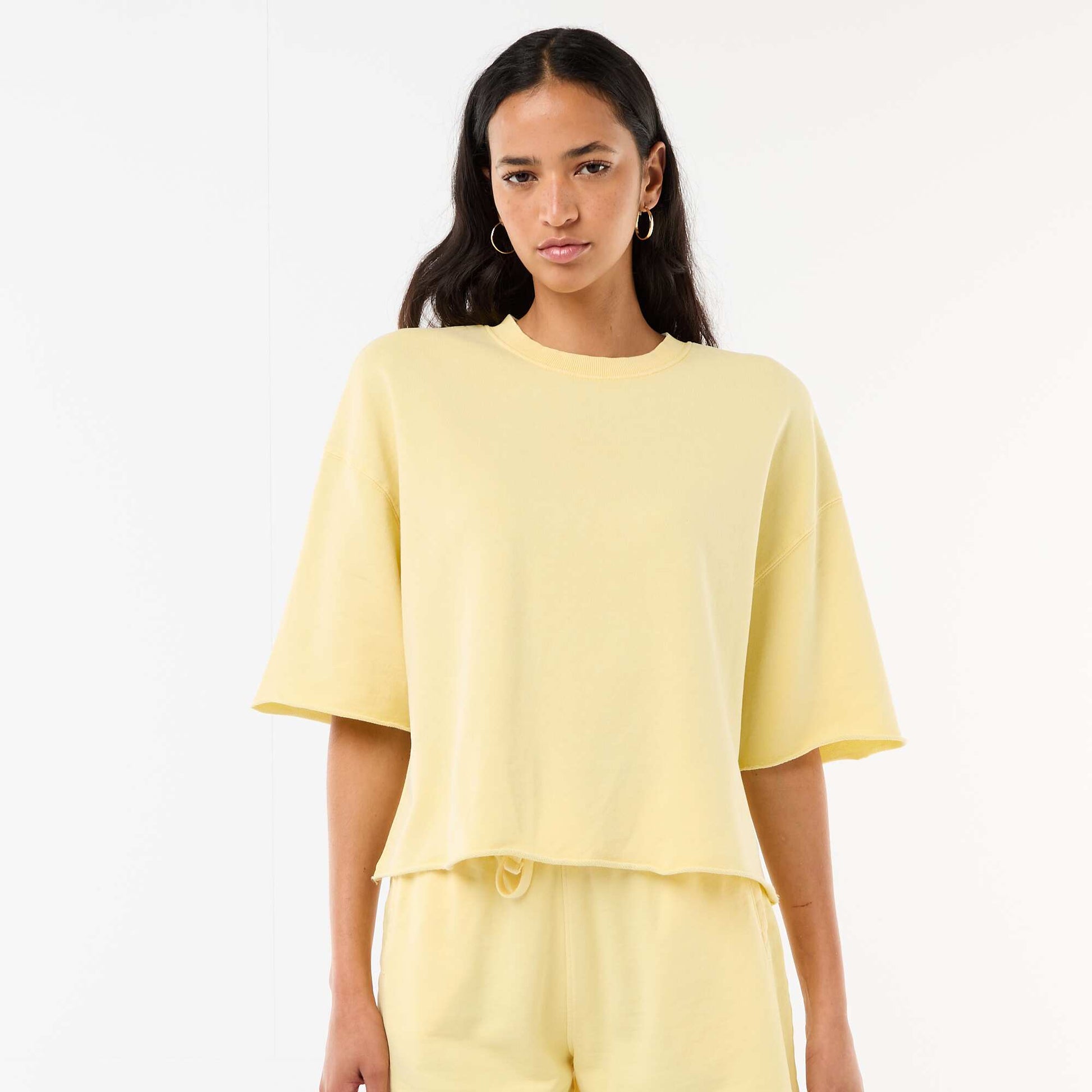 T-shirt manches 3/4 en French Terry JAUNE