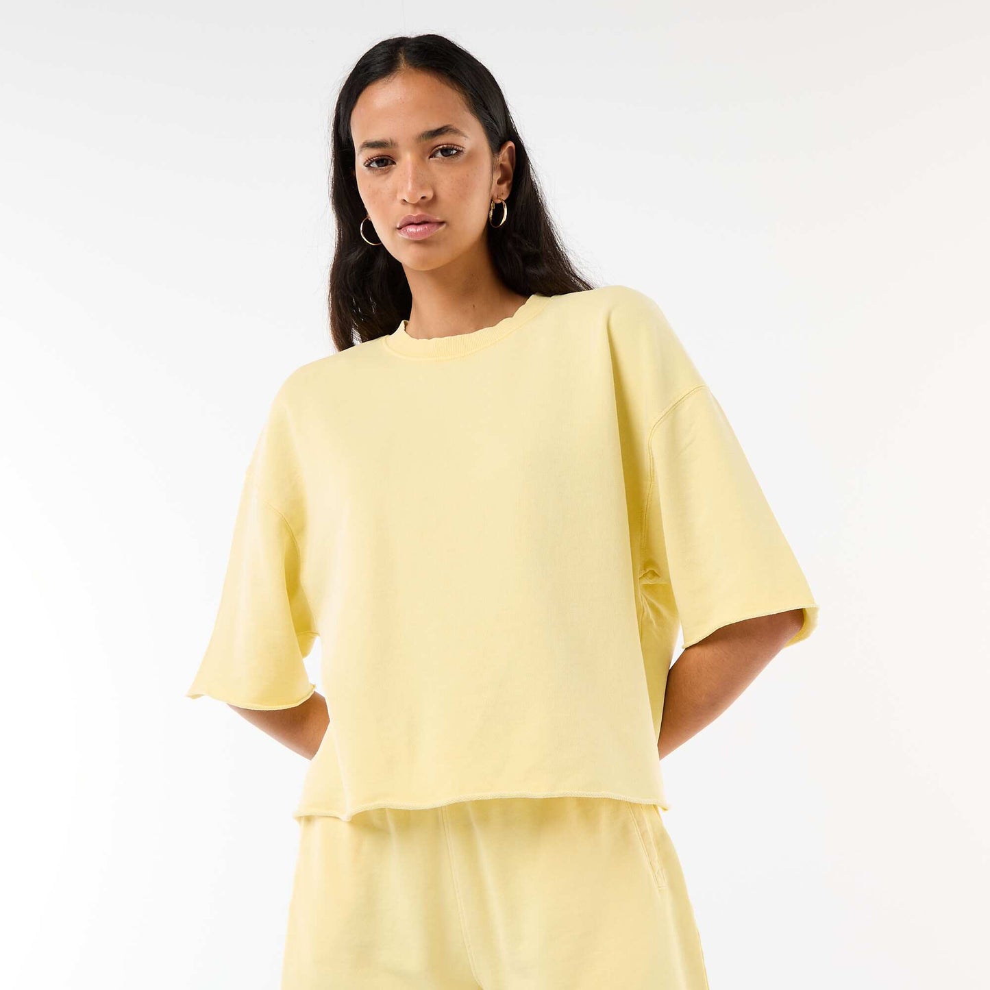 T-shirt manches 3/4 en French Terry JAUNE
