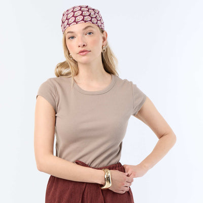 T-shirt en jersey manches courtes côtelé TAUPE
