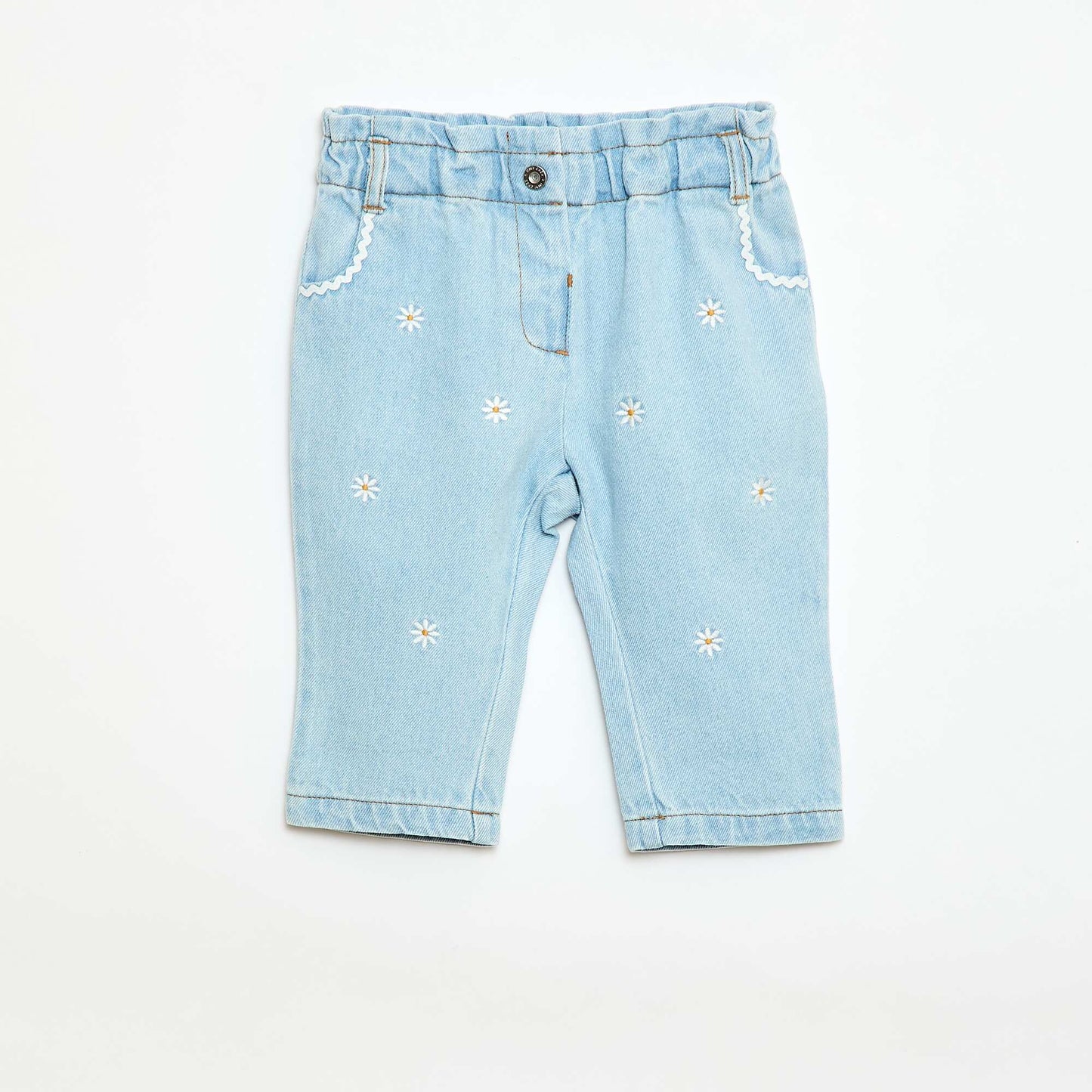 Pantalon en denim forme paperbag BLEU