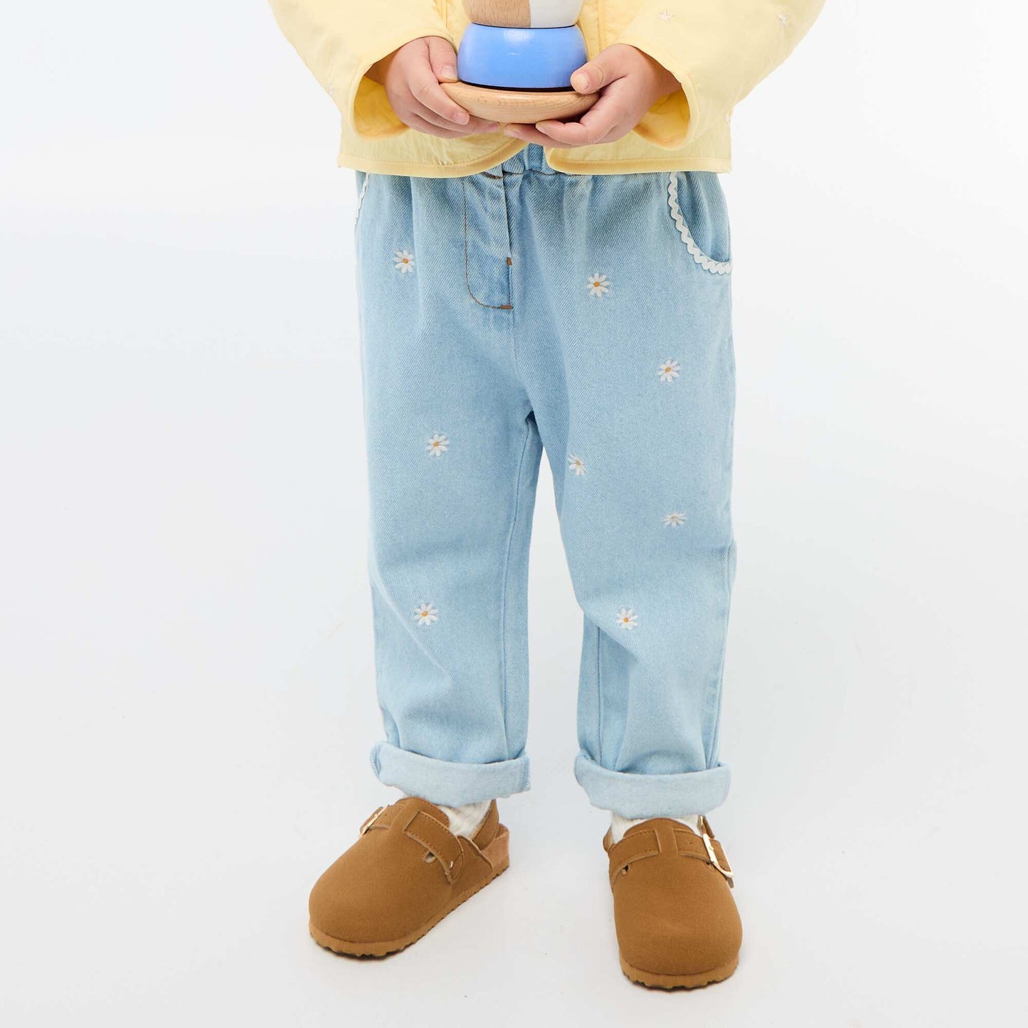 Pantalon en denim forme paperbag BLEU