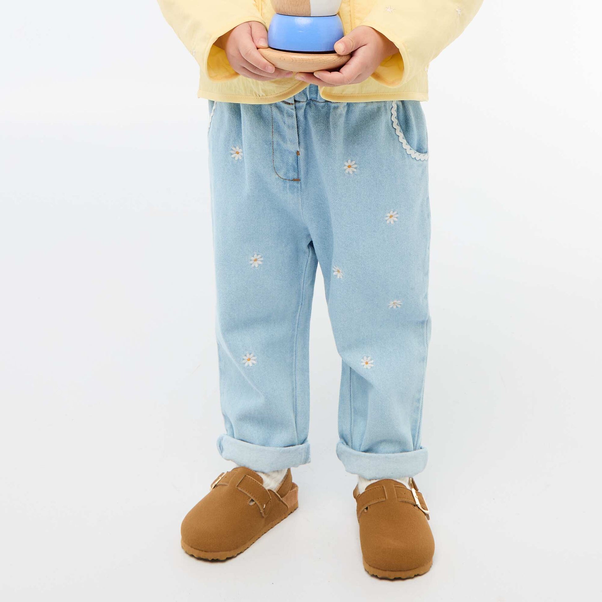 Pantalon en denim forme paperbag BLEU