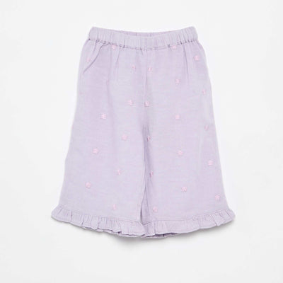Pantalon avec broderies fleurs VIOLET