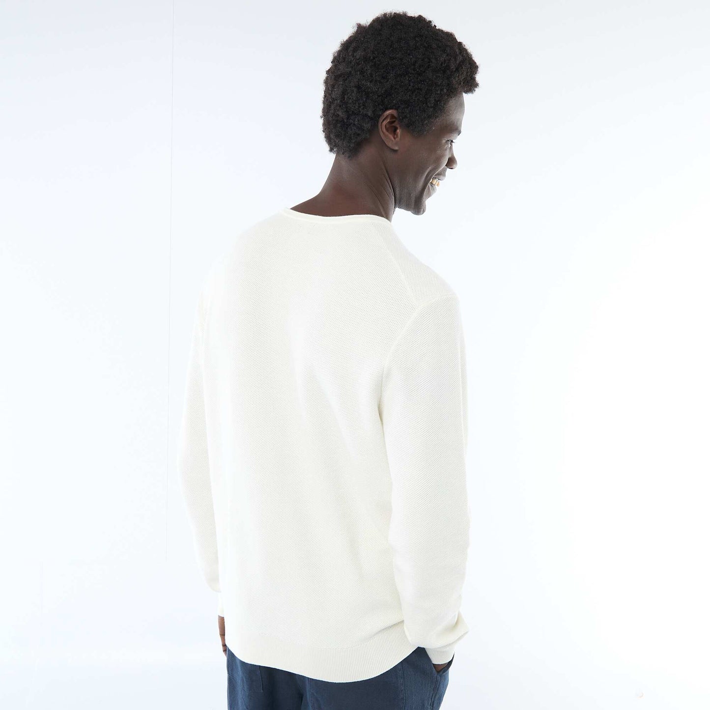 Pull en maille nid d'abeille BLANC