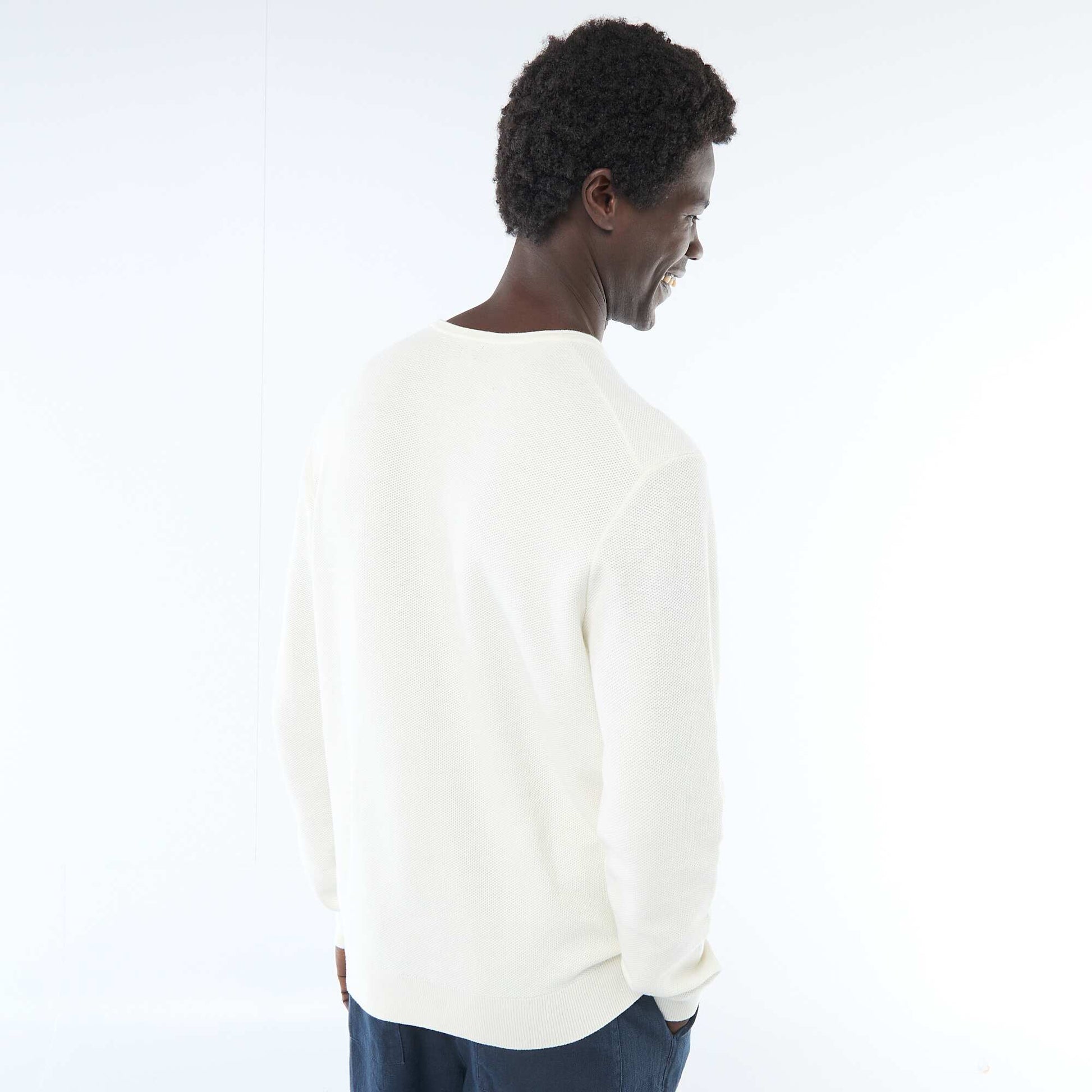 Pull en maille nid d'abeille BLANC