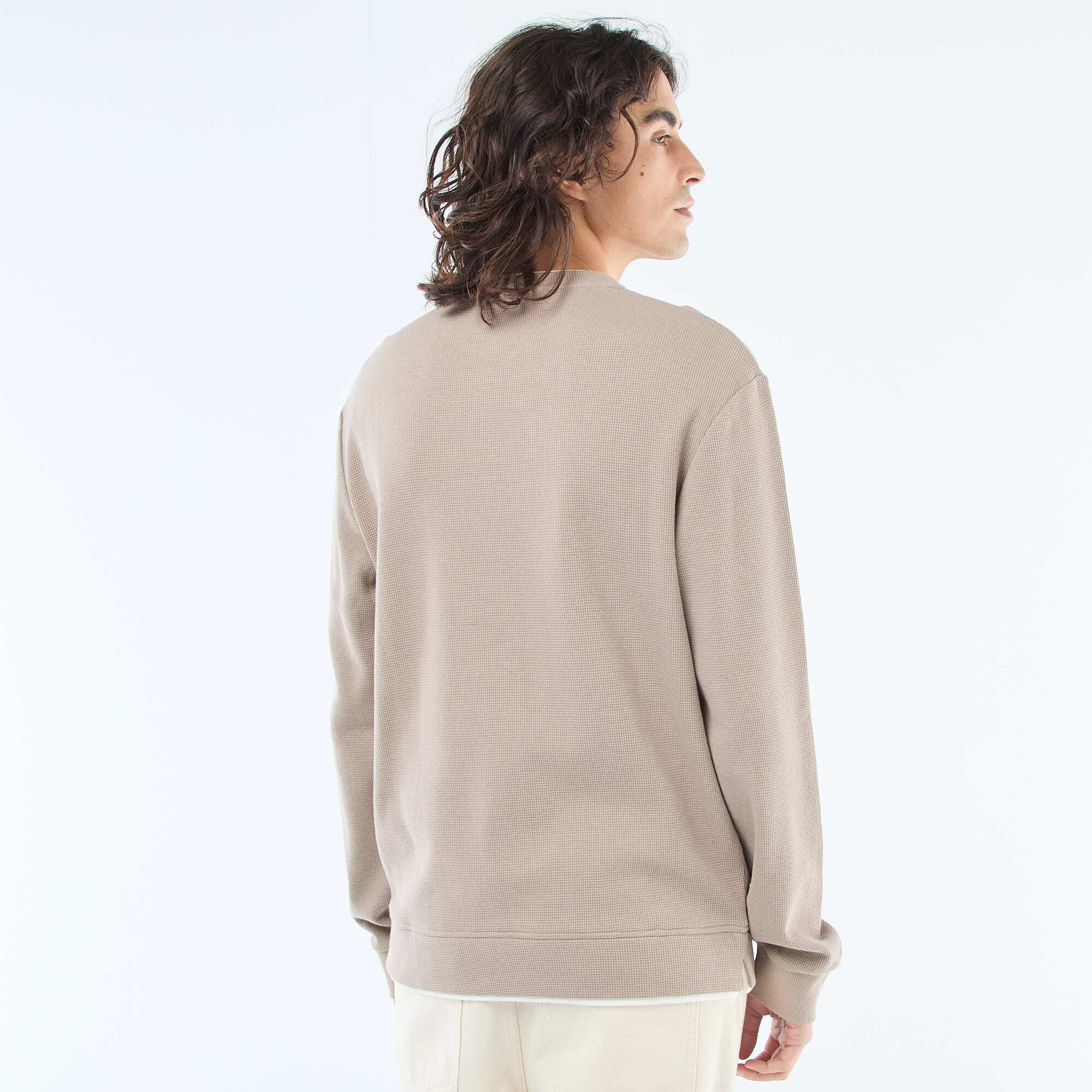 Pull col rond nid d'abeille BEIGE