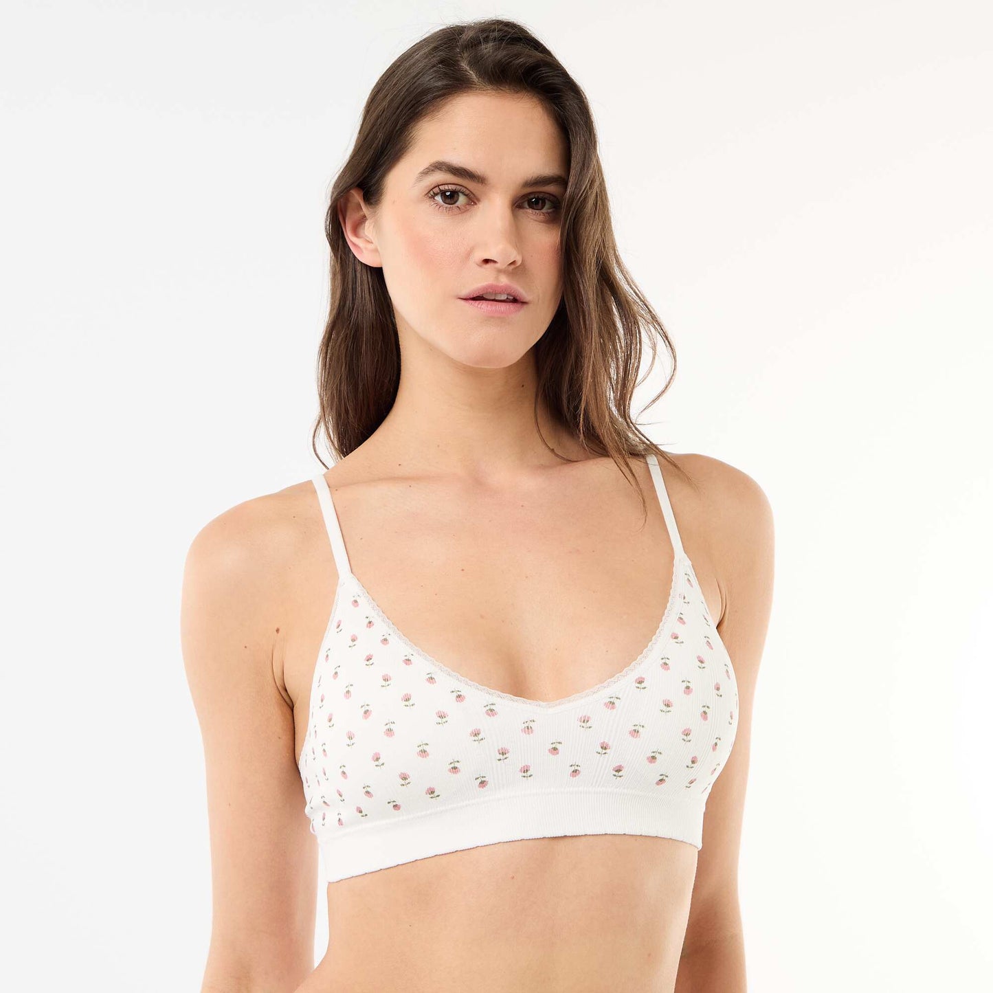 Lot de 2 brassières triangle en rib BLANC