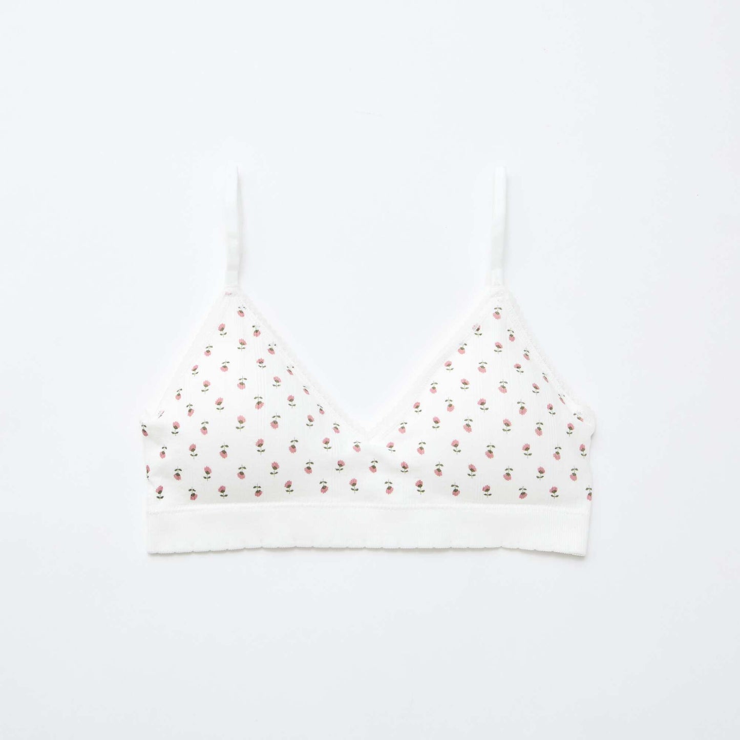Lot de 2 brassières triangle en rib BLANC