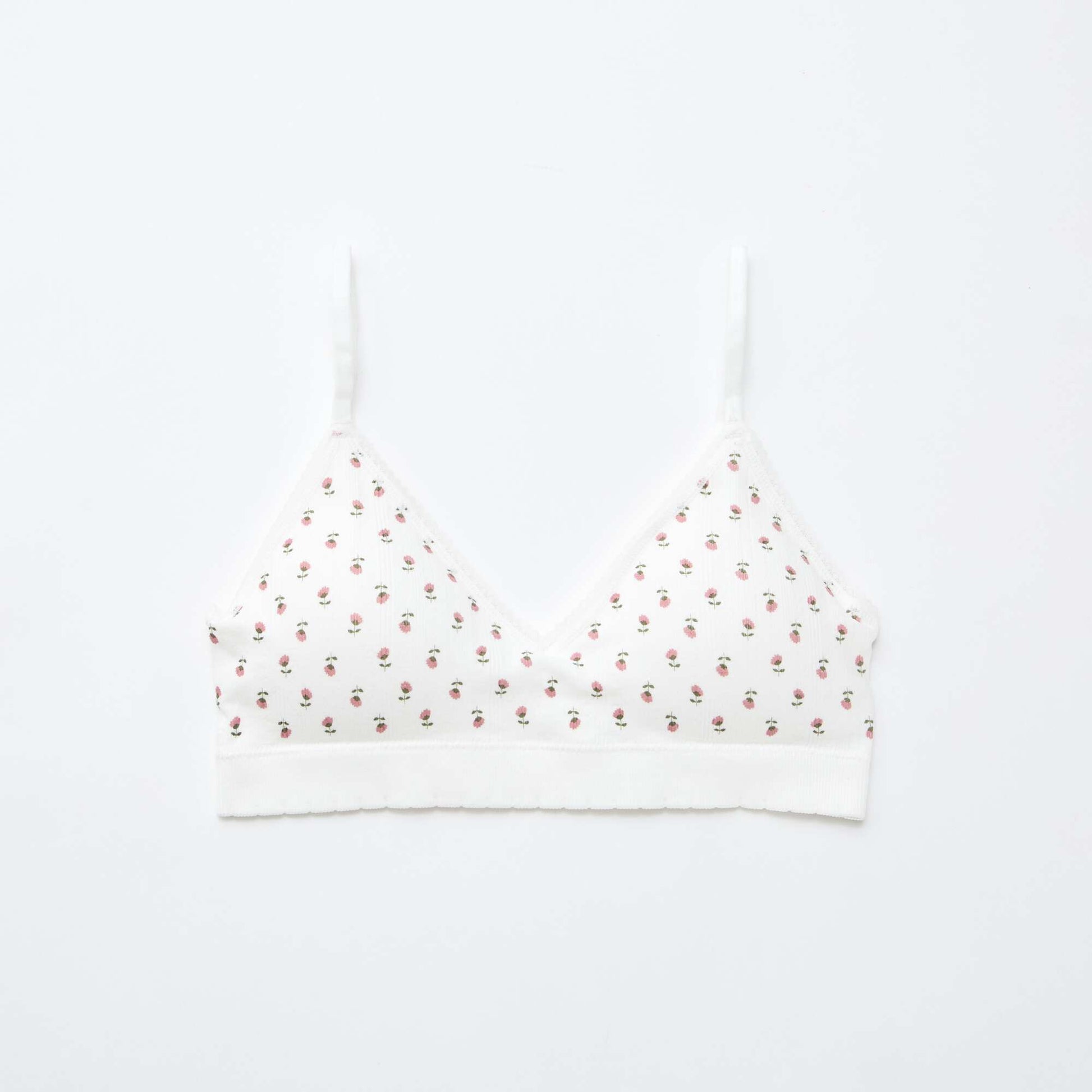 Lot de 2 brassières triangle en rib BLANC