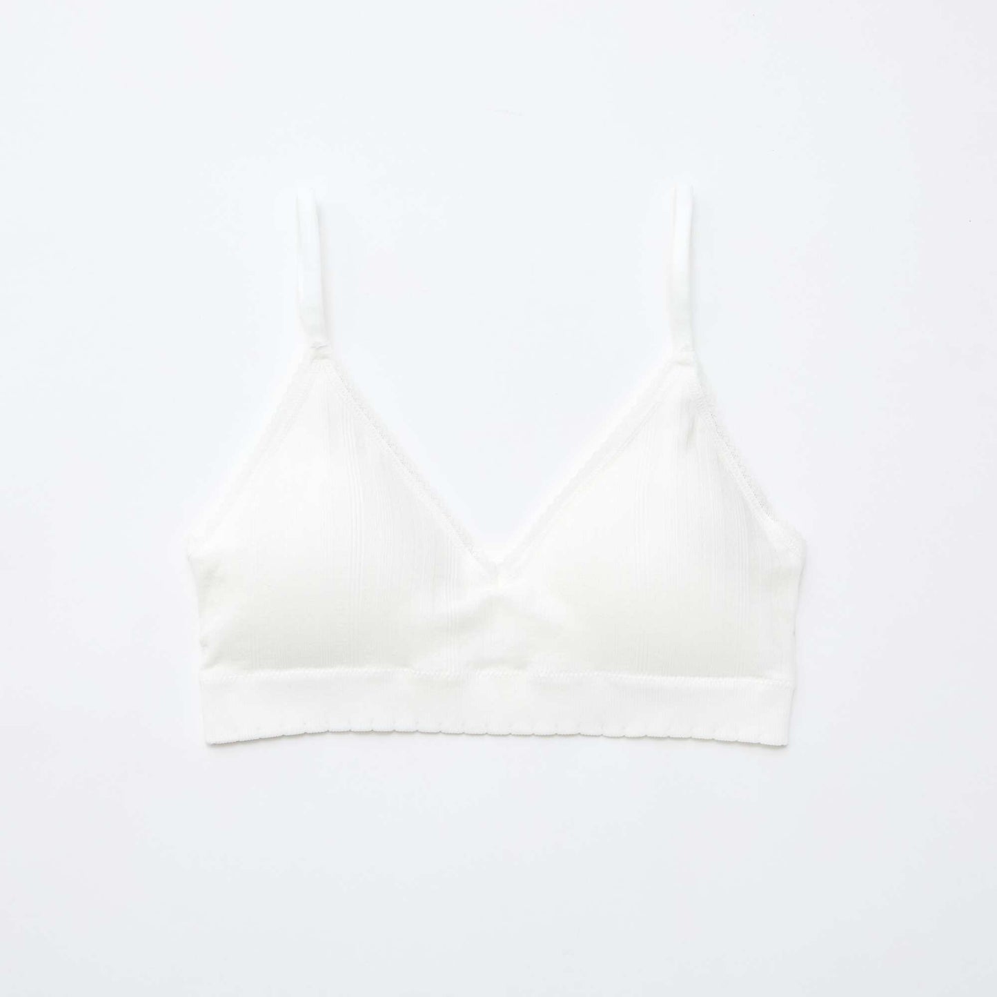 Lot de 2 brassières triangle en rib BLANC