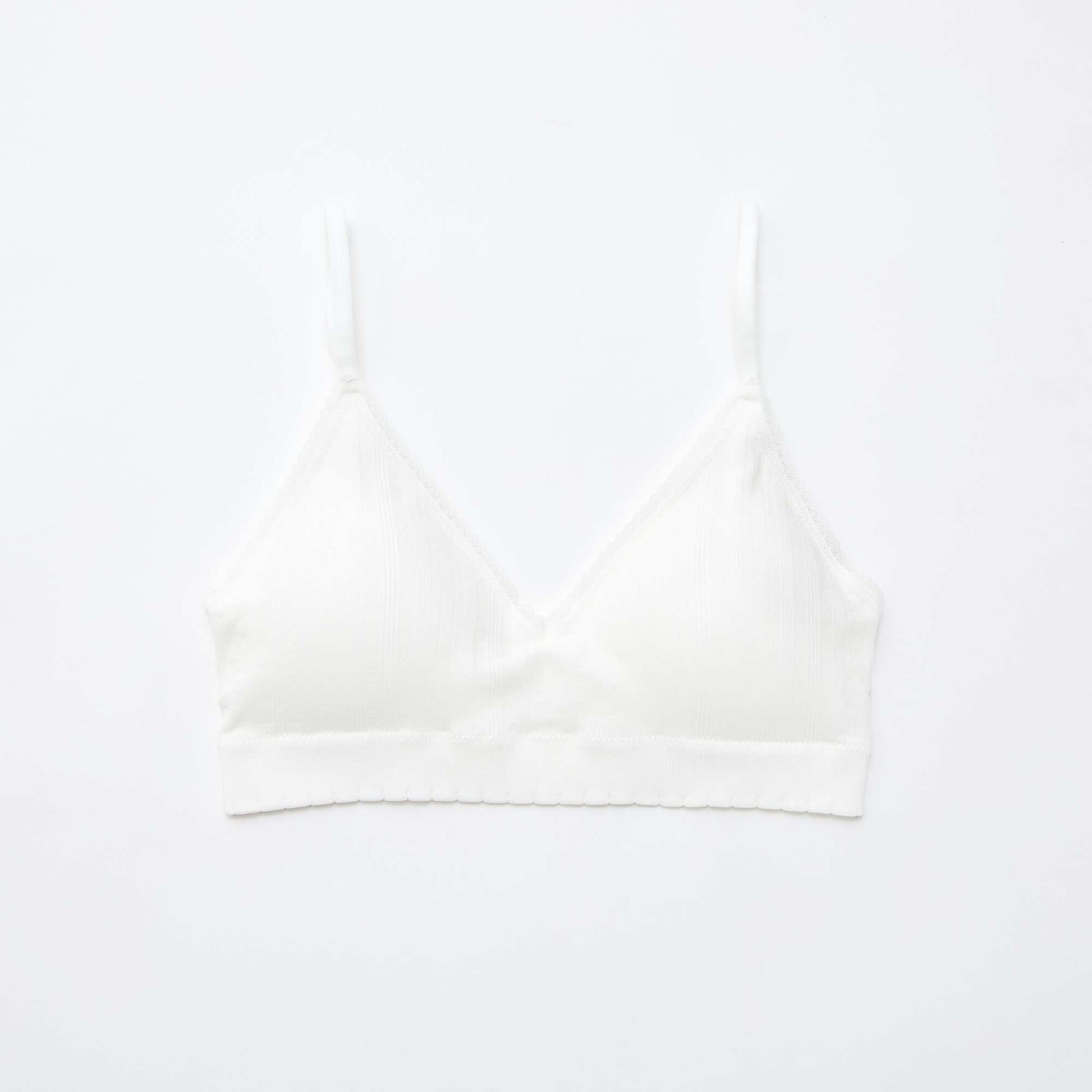 Lot de 2 brassières triangle en rib BLANC