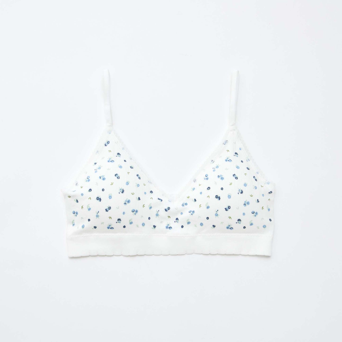 Lot de 2 brassières triangle en rib BLANC/BLEU