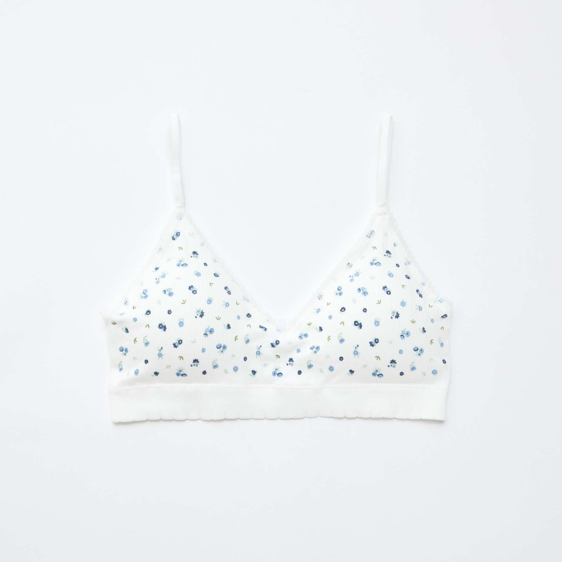Lot de 2 brassières triangle en rib BLANC/BLEU