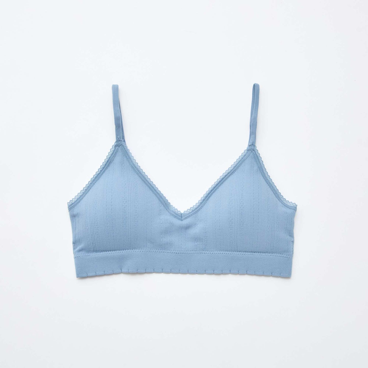 Lot de 2 brassières triangle en rib BLANC/BLEU