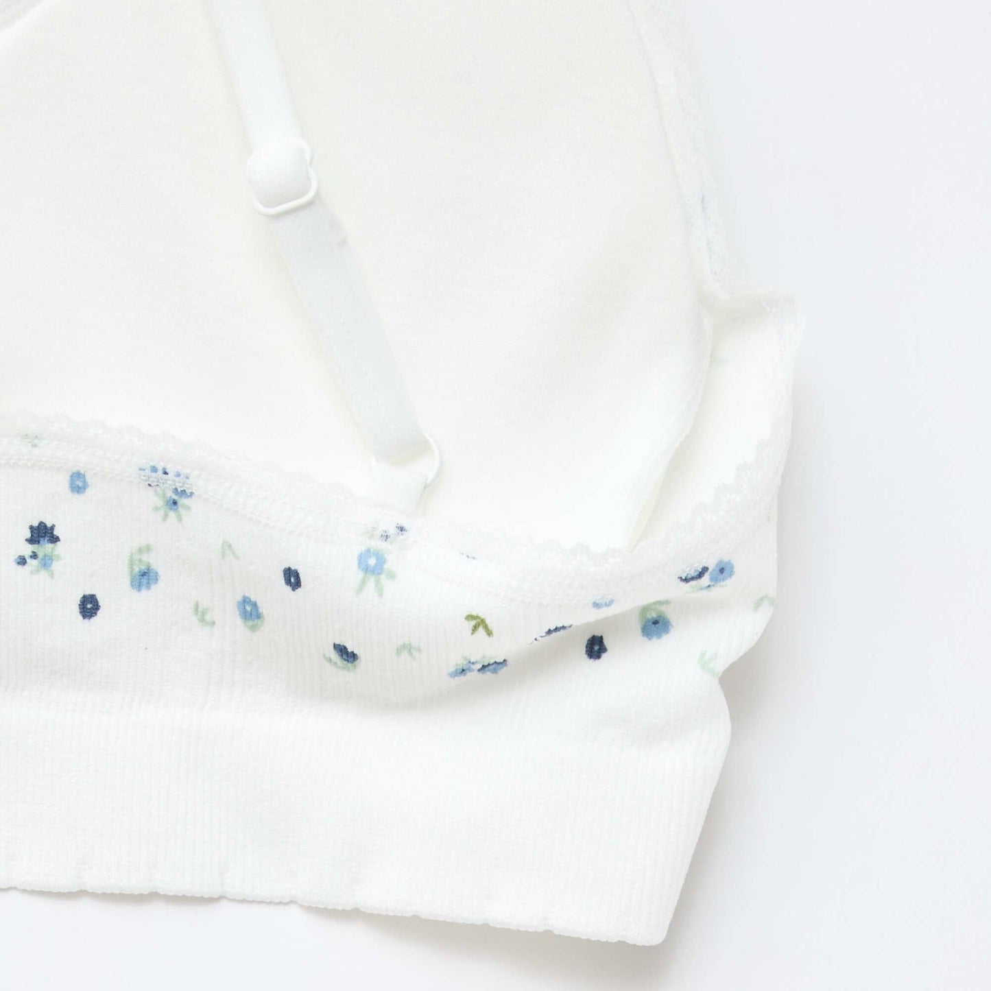 Lot de 2 brassières triangle en rib BLANC/BLEU