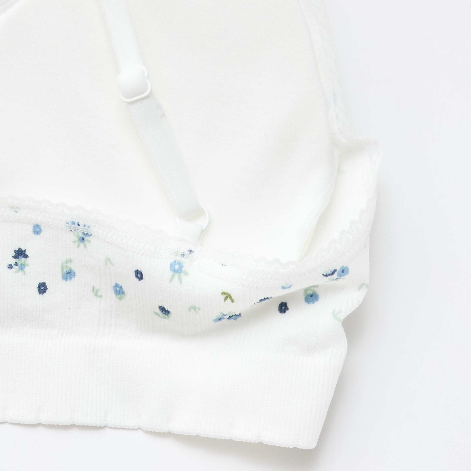 Lot de 2 brassières triangle en rib BLANC/BLEU