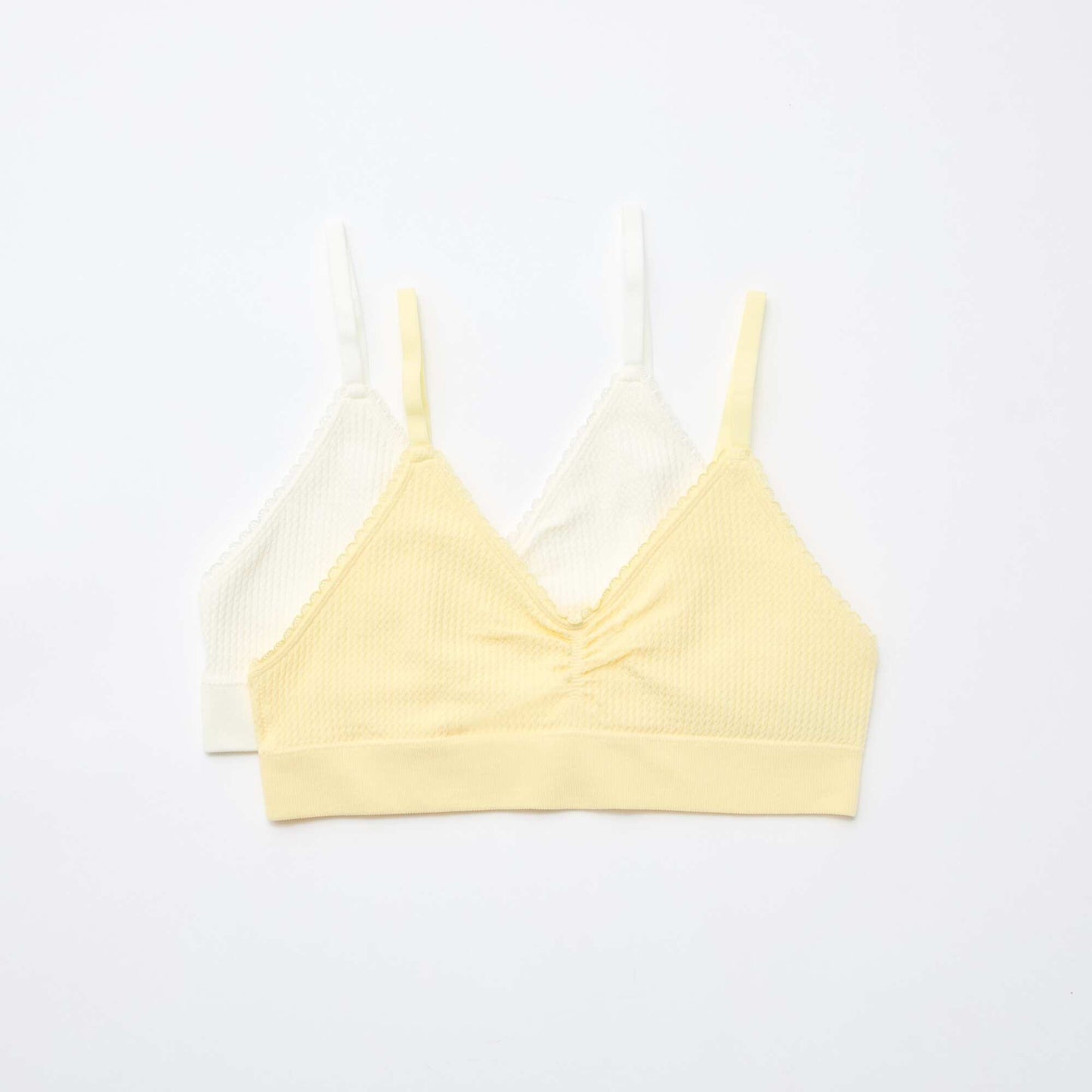 Lot de 2 brassières en maille reliefée BLANC/JAUNE