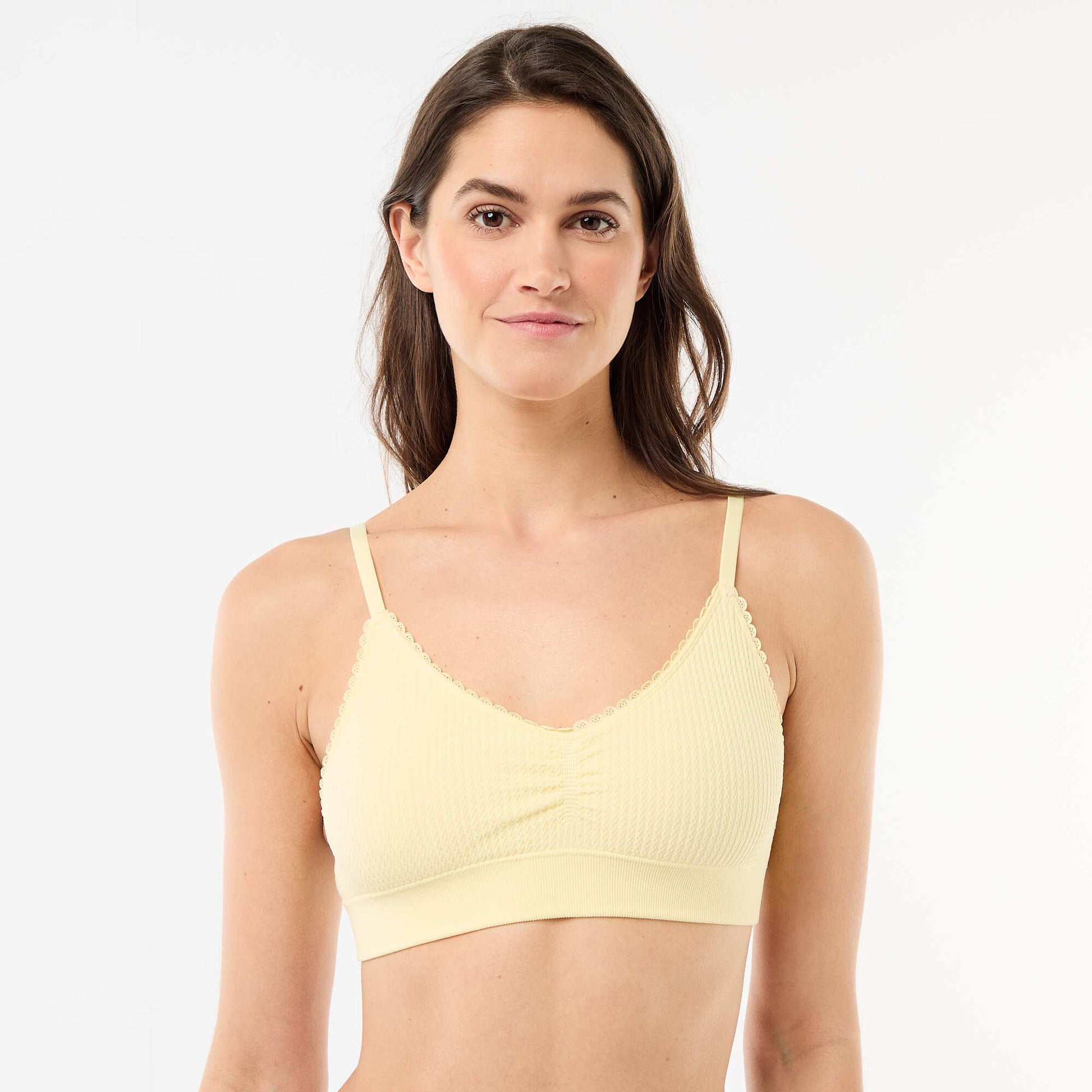 Lot de 2 brassières en maille reliefée BLANC/JAUNE