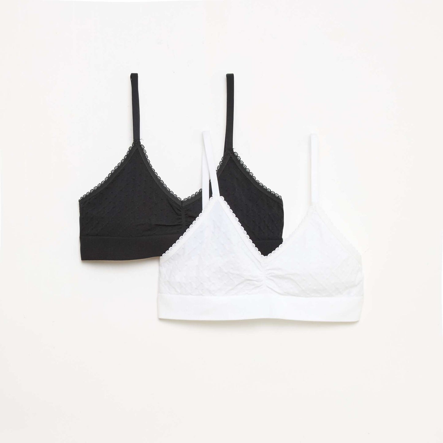 Lot 2 brassières en maille matelassée BLANC/NOIR