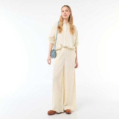 Pantalon palazzo en lin mélangé JAUNE