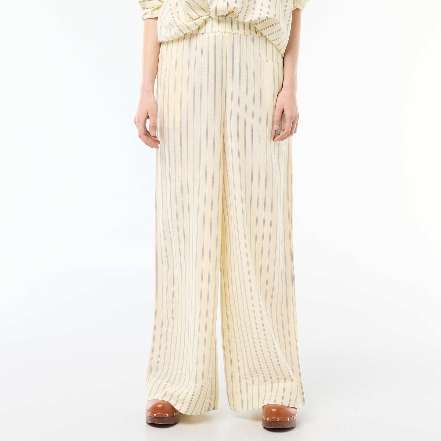 Pantalon palazzo en lin mélangé JAUNE