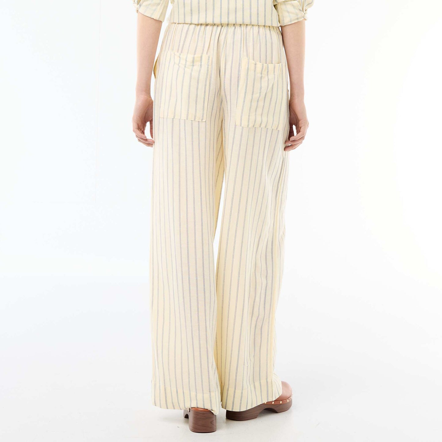 Pantalon palazzo en lin mélangé JAUNE