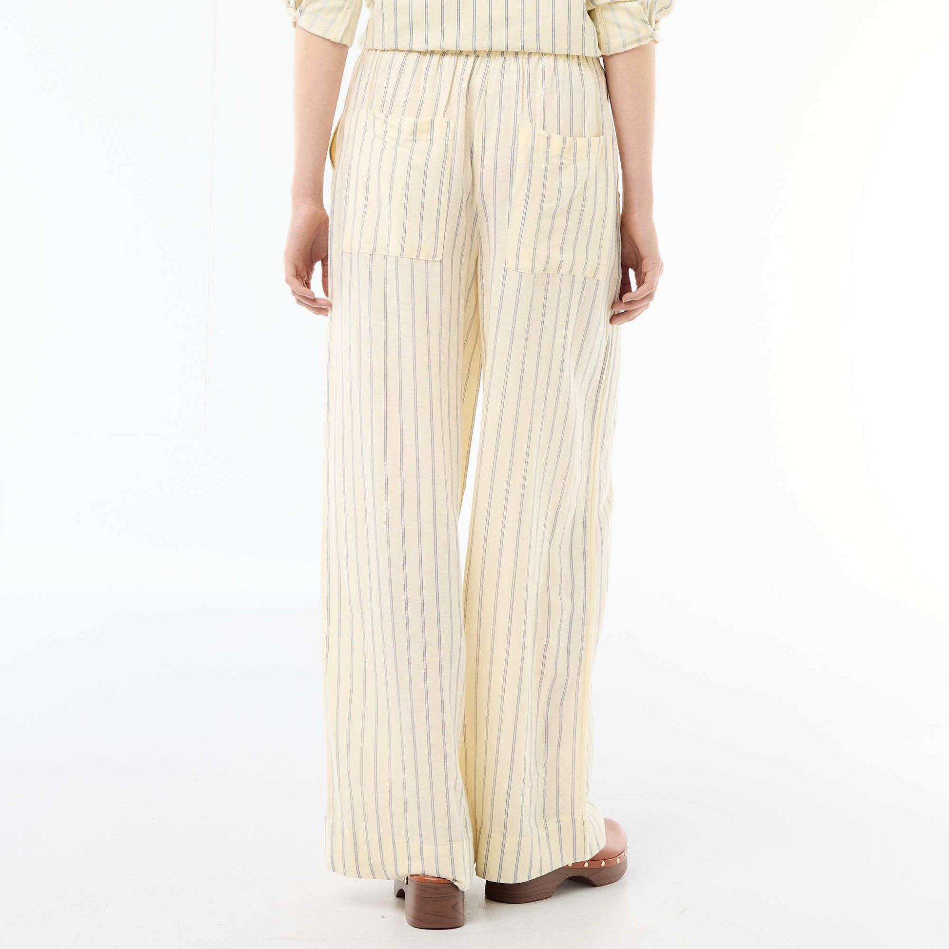Pantalon palazzo en lin mélangé JAUNE